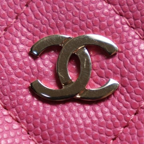 Chanel Matelasse Round Chain Shoulder Bag Pink Caviar Skin Ladies Preowned - Picture 6 of 7